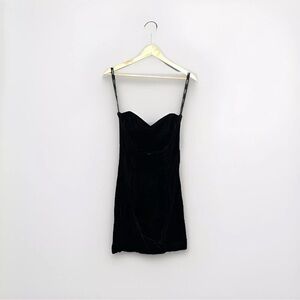 Vintage Black Velvet Strapless Mini Cocktail Dress Size 6 Niki Originals USA